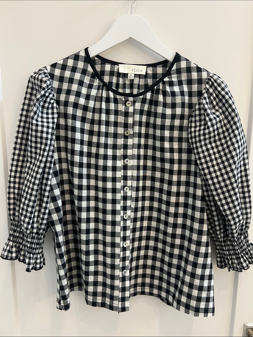 Pinch Black & White Gingham Button-Up Blouse